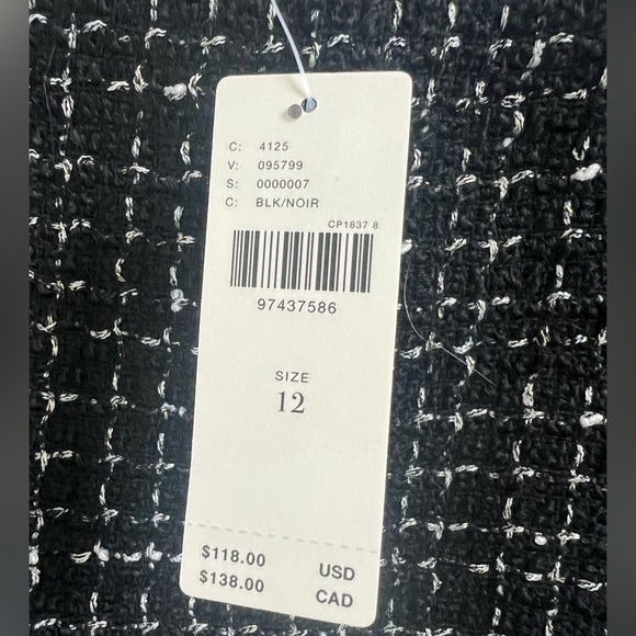 NWT new 12 fits 10 Anthropologie Maeve tweed skort shorts skirt black white - Picture 5 of 17